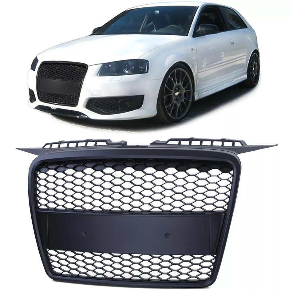 Griglia Sport a nido d'ape senza emblema nera opaca adatta per Audi A3 8P 05-08
