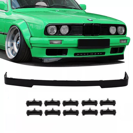 Spoiler anteriore lama Nero Lucido + 10 clip di montaggio 87-94 per BMW E30