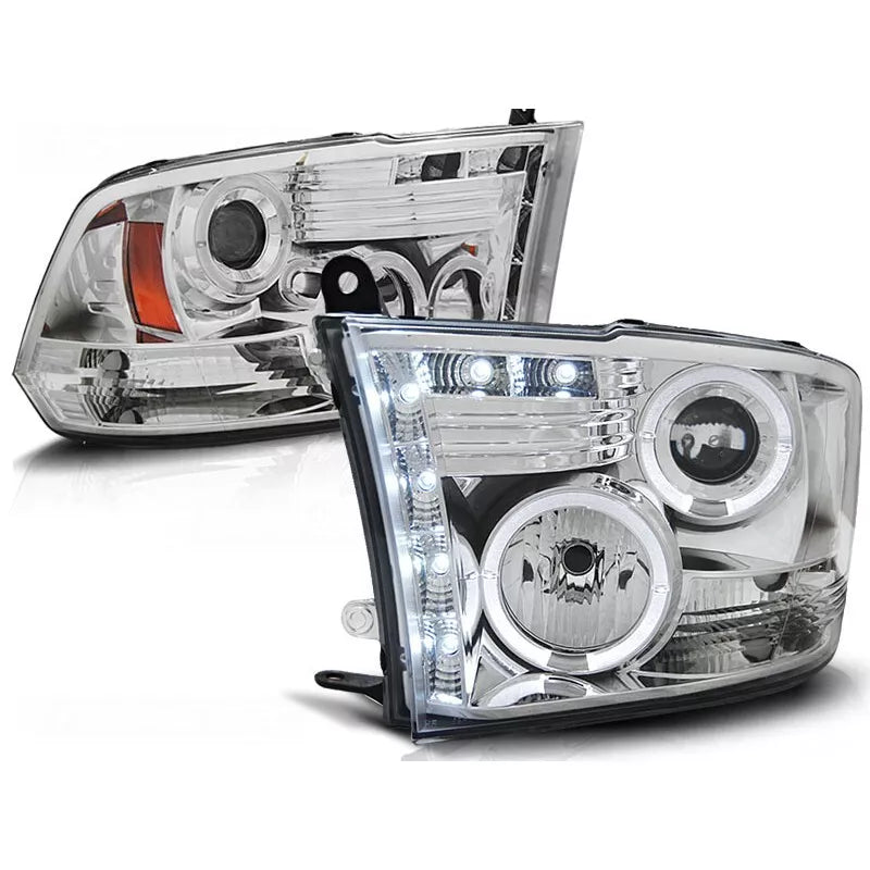 Fari Angel Eyes LED cromati per Dodge RAM 2009 - 2018