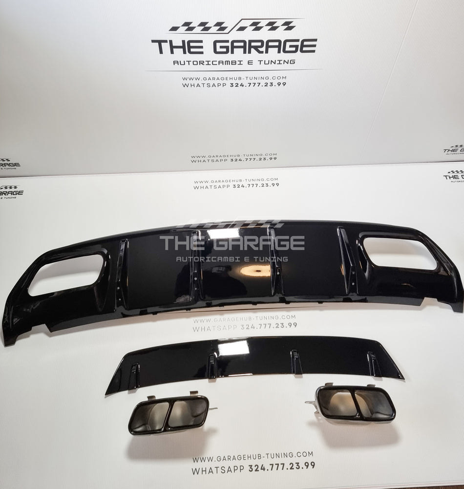 Diffusore A45 + Terminali NERI per Mercedes W176 Classe A (fino 2018) Posteriore