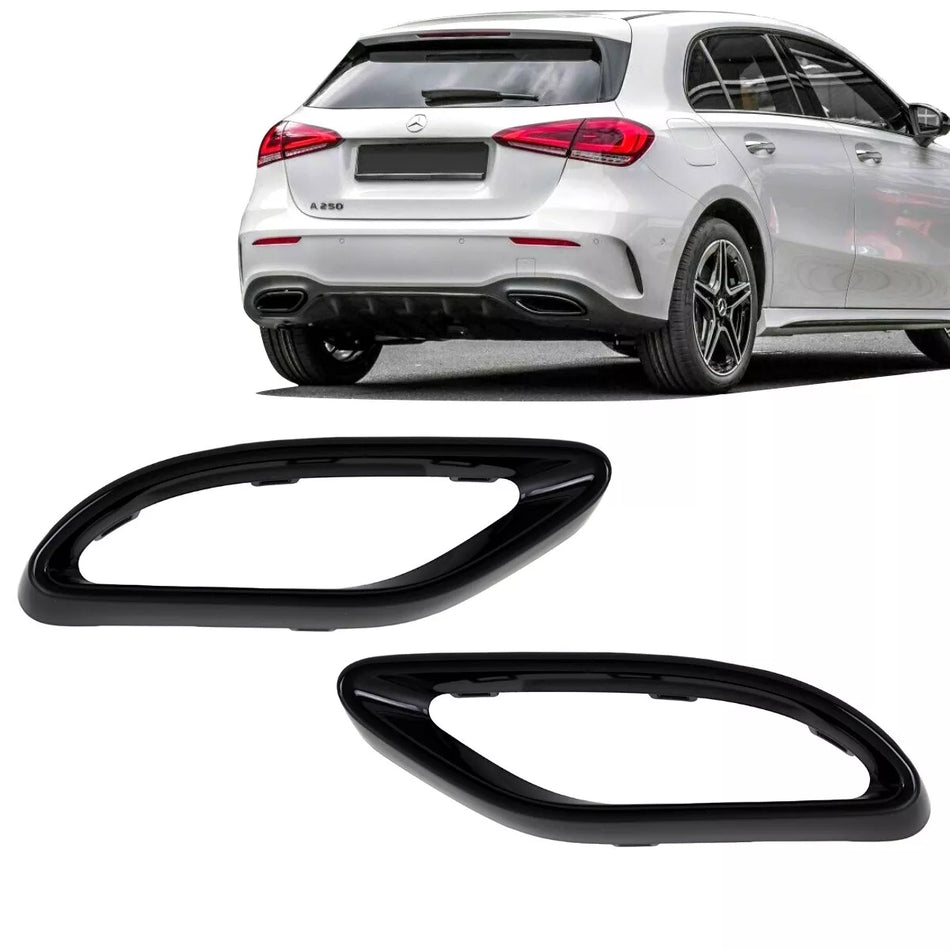 SET MASCHERINE SCARICO SportIVE Nero per Mercedes A-Cl. W177 AMG-Line