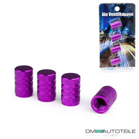 4x Tappi Valvola Alluminio Alluminio Tappi Viola Anodizzato Auto Bike Set