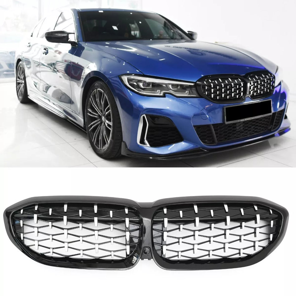 per BMW SERIE 3 G20 G21 GRIGLIA RADIATORE PRE-LCI GRIGLIA DIAMANTE CROMATO NERO