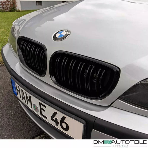 Griglia per BMW Serie 3 E46 Touring 01-05 FACELIFT Nero Lucido doppia barra
