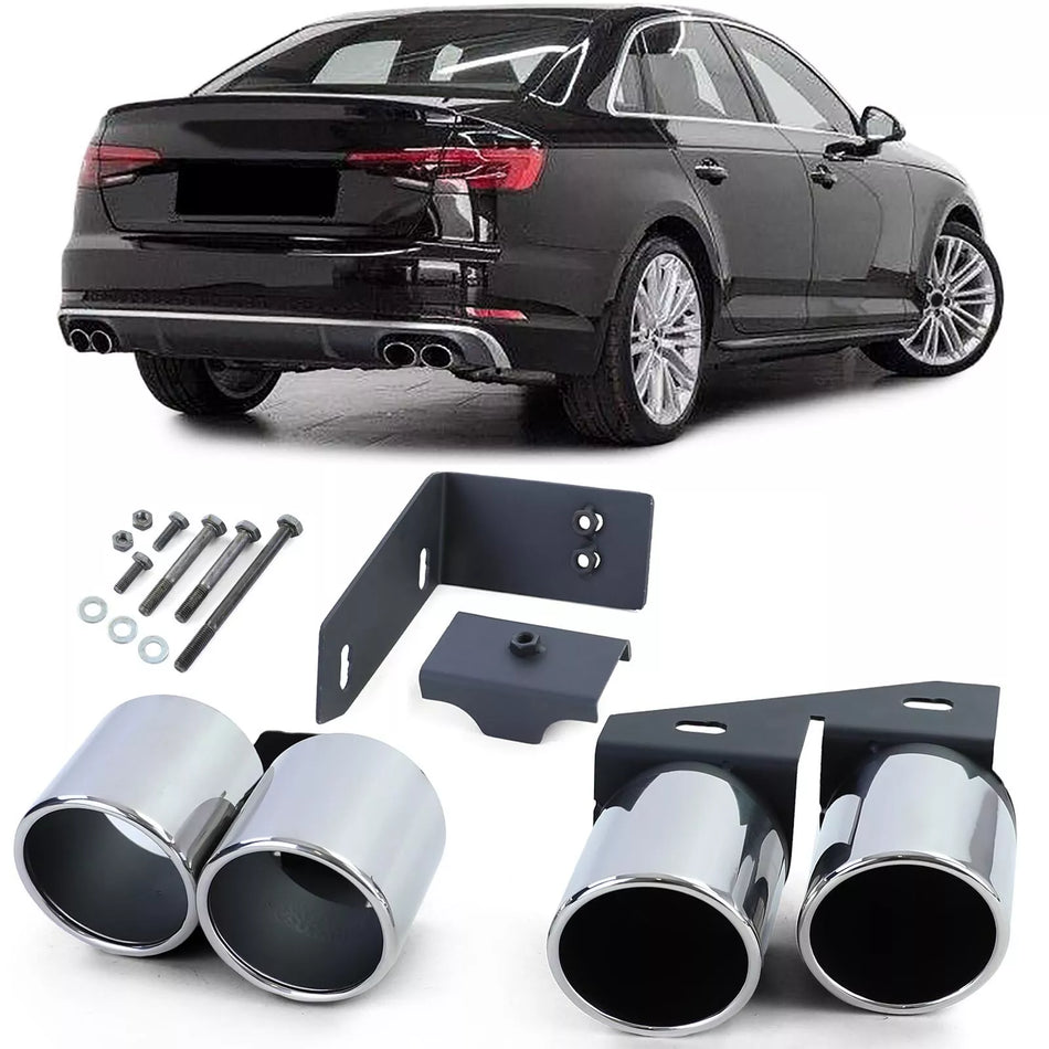 terminali Duplex 4 Tubi Mascherine Acciaio Inox Coppia per Audi A4 2.0 B9 dal 15
