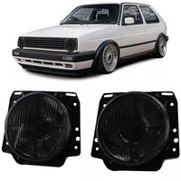 Fari H4 nero fumo scanalati + mirino per VW Golf 2 83-91