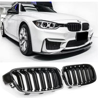 per BMW SERIE 3 F30 F31 SPORT GRIGLIA DOPPIA BARRA LUCIDA NERO