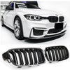 per BMW SERIE 3 F30 F31 SPORT GRIGLIA DOPPIA BARRA LUCIDA NERO