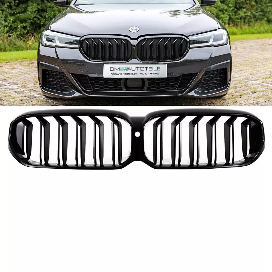 Griglia Sportiva doppia barra nera per BMW G30 G31 LCI con fotocamera frontale