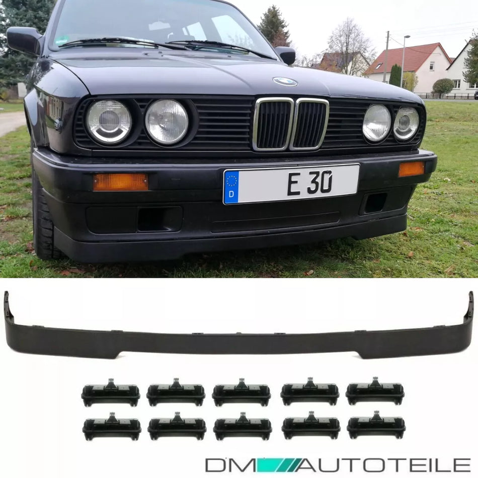 Spoiler anteriore lama anteriore Nero + 10 clip di montaggio 87-94 per BMW E30