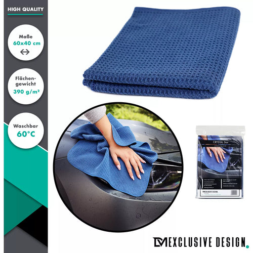 1x DM-Exclusive Panno Microfibra CRYSTAL STAR BLU Finestra Cromato 60x40