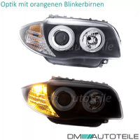Set fari CCFL LED Angel Eyes neri per BMW Serie 1 E81 E87 E82 E88