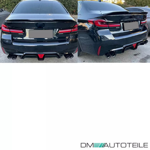 Evo diffusore posteriore Nero Lucido + luce LED Race per BMW G30 G31 M non CS M5