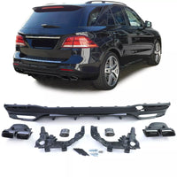 Diffusore Posteriore Sport + Doppi Terminali Neri per Mercedes GLE W166 15-18