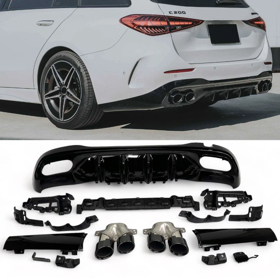 Diffusore + Terminali di Scarico (NERO) per Mercedes W206 S206