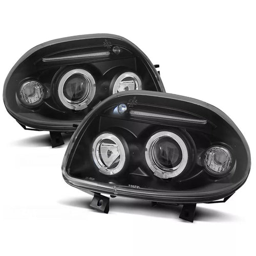Fari Angel Eyes LED Nero per Renault Clio 2 1998 al 2001