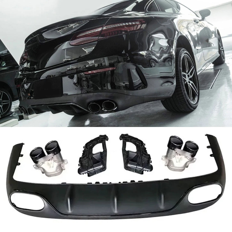 Diffusore + Terminali di Scarico (NERO) per Mercedes C238 A238
