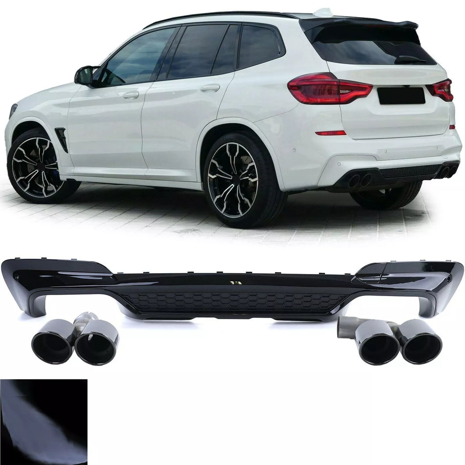 Diffusore posteriore Sport Performance lucido + terminali nero per BMW X3 G01
