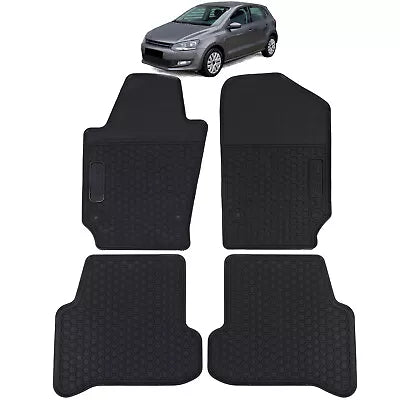 Tappetini auto gomma nero premium set per VW Polo 6R 6C 09-17