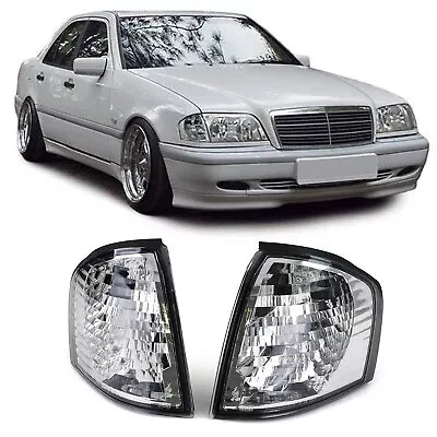 Frecce vetro trasparente cromate adatte, per Mercedes W202 C Classe 93-00