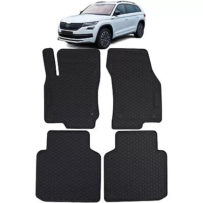 Tappetini Auto Gomma Nero Set Premium per Skoda Kodiaq 2017-2023
