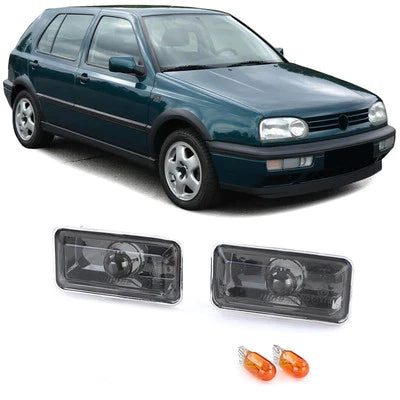 Frecce laterali vetro trasparente nero fumo per VW Golf 3 Vento Passat 35i