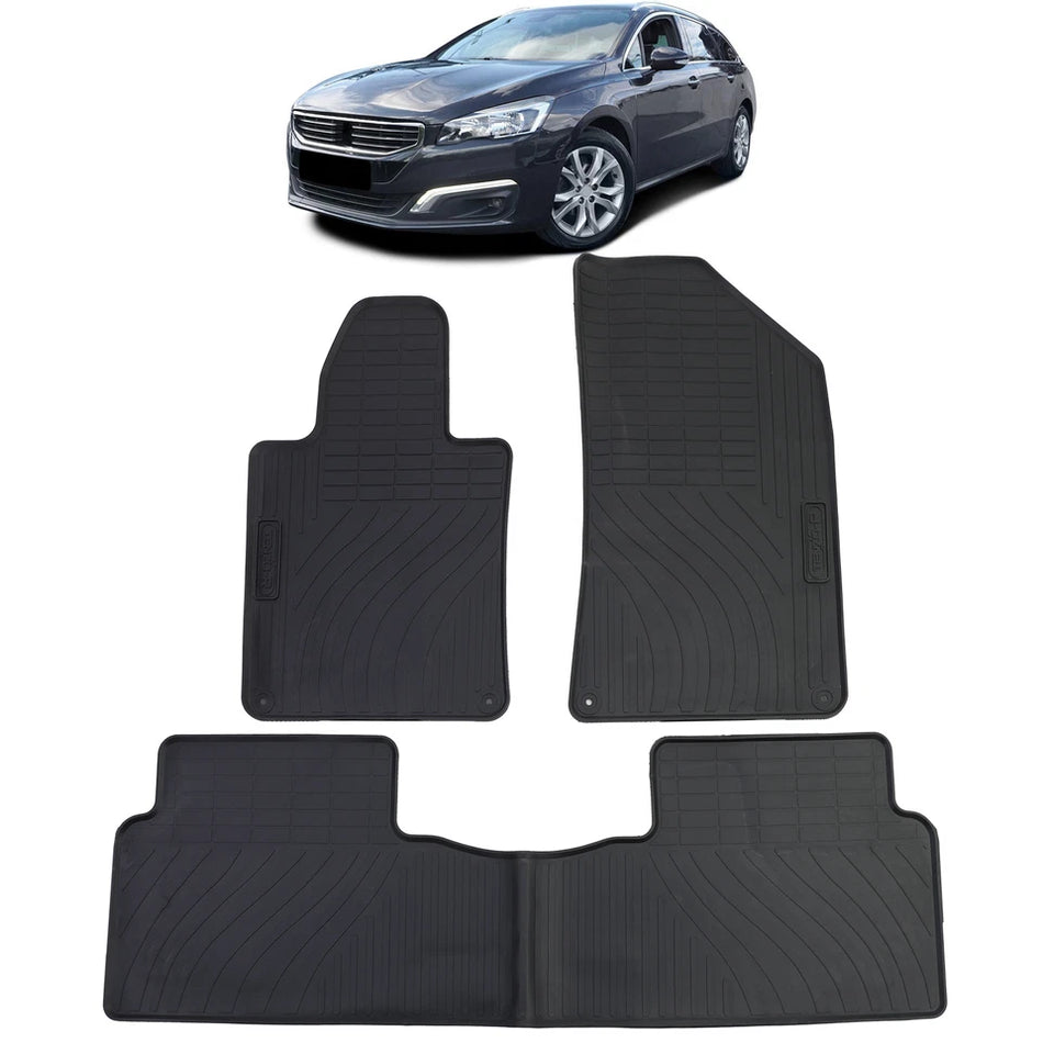 Tappetini auto in gomma neri set premium, per Peugeot 508 I 10-18