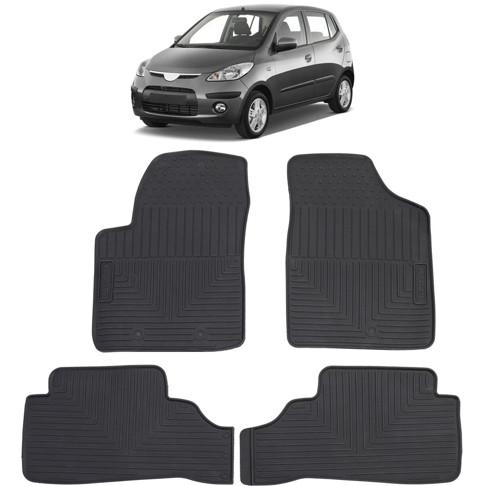 Tappetini auto in gomma neri set premium per Hyundai i10 PA 07-13