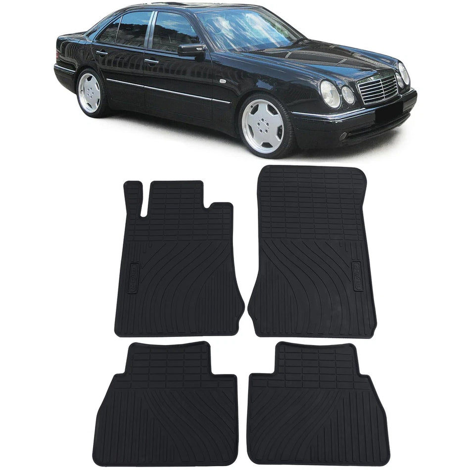 Tappetini auto in gomma neri set premium per Mercedes Classe E W210 S210 95-02