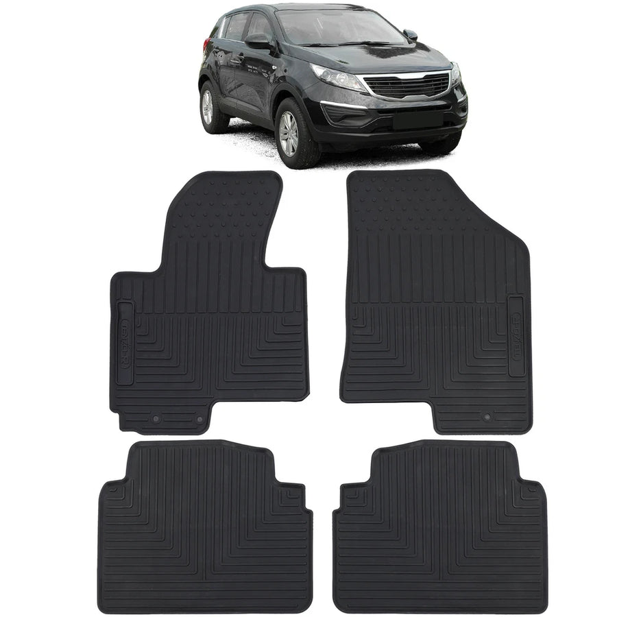Tappetini auto in gomma neri set premium per Kia Sportage SL 10-15
