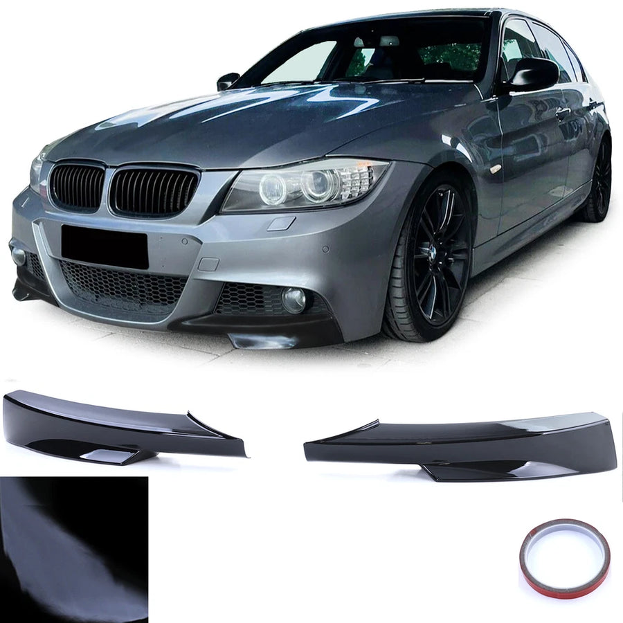 Spoiler anteriore angoli splitter nero lucido, per BMW Serie 3 E90 E91 08-12
