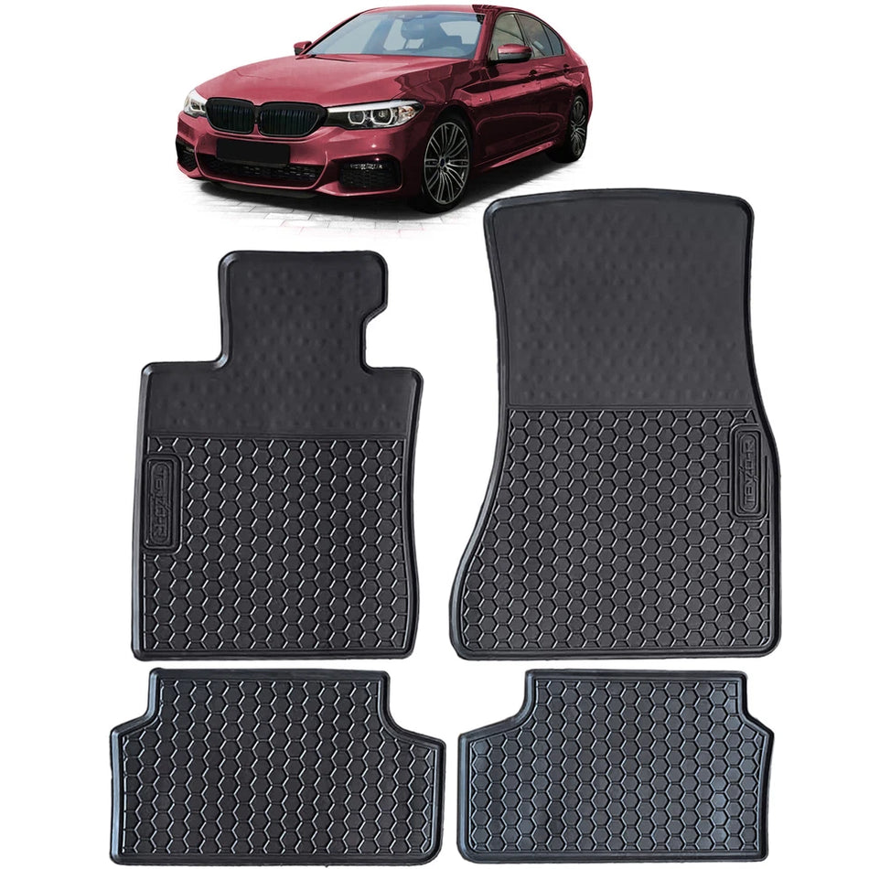 Tappetini auto in gomma neri set premium adatti, per BMW Serie 5 G30 G31 dal 17