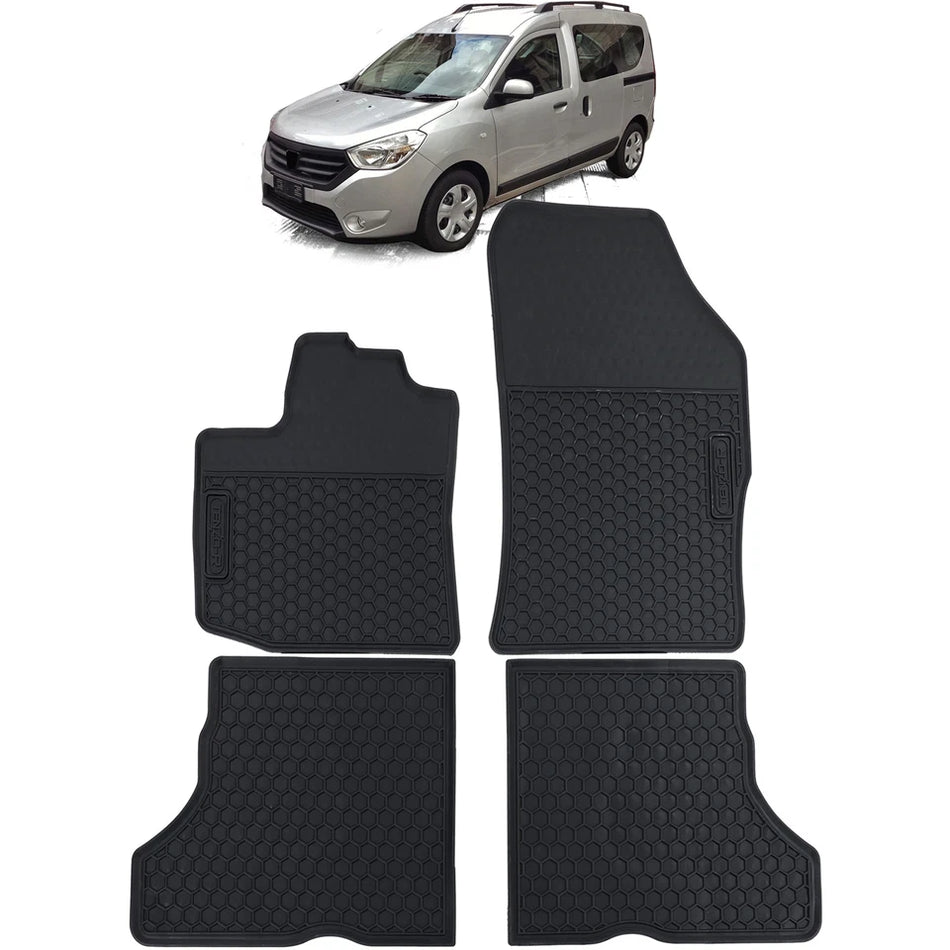 Tappetini auto in gomma neri set premium per Dacia Dokker 12-21