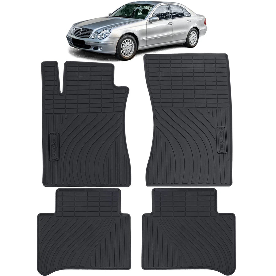 Tappetini auto in gomma neri set premium, per Mercedes Classe E W211 S211 02-09
