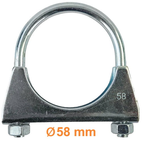 Terminale di scarico a U fascetta stringitubo universale 2,25" 58mm M8 1 pezzo