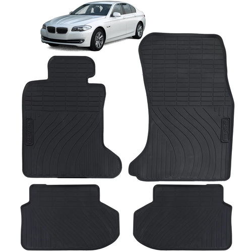 Tappetini in gomma auto neri set premium adatti per BMW F10 berlina F11 Touring