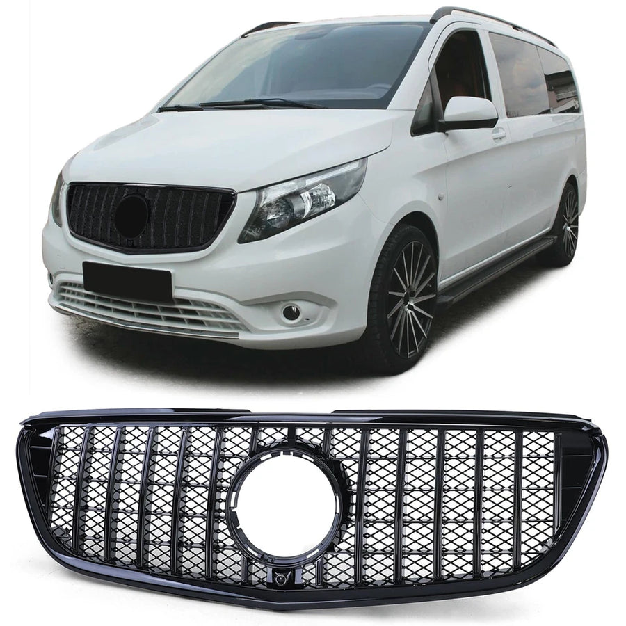 Griglia radiatore sportiva nera lucida adatta, per Mercedes Vito W447 14-19