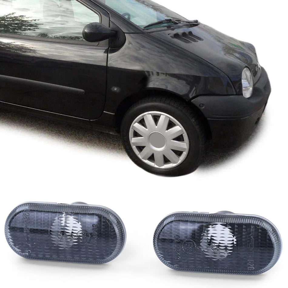 Coppia frecce laterali nere fumè per Renault 19 Clio 1 2 Twingo Megane 1 Laguna
