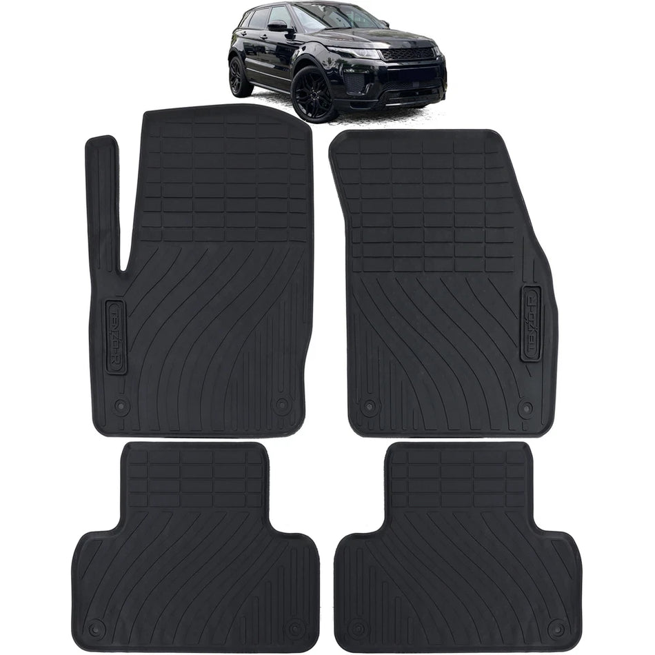 Tappetini auto in gomma neri set premium, per Range Rover Evoque I 11-19