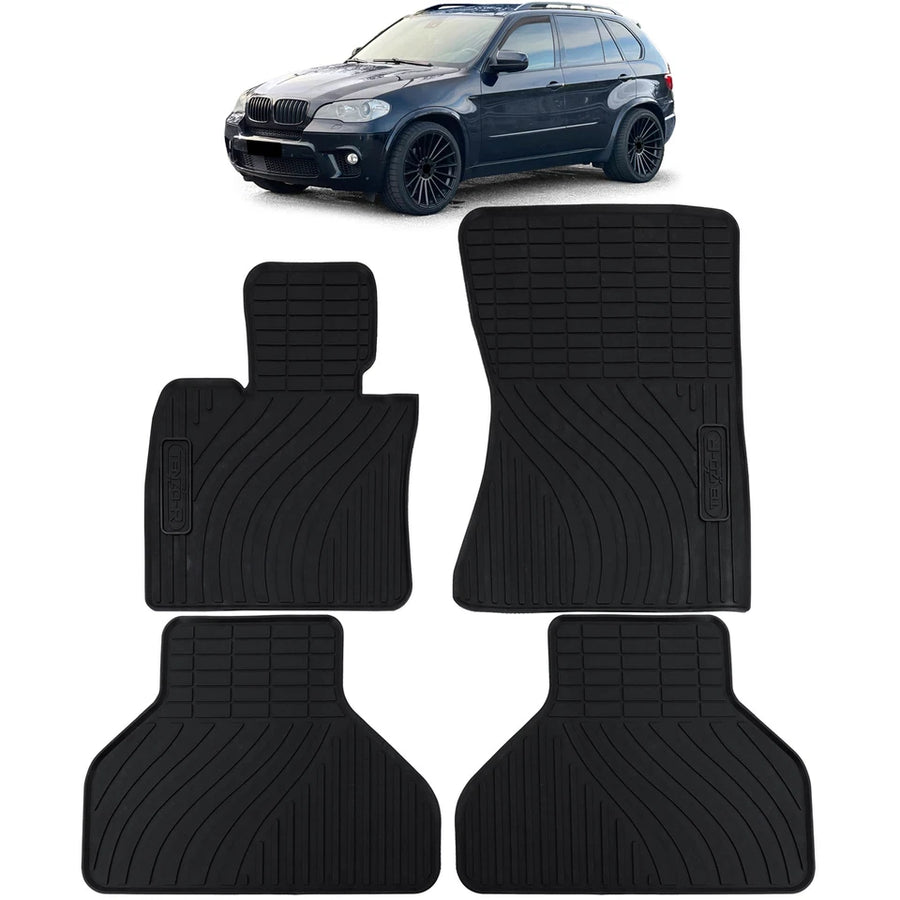 Tappetini in gomma, per auto neri set premium adatti, per BMW X5 E70 X6 E71