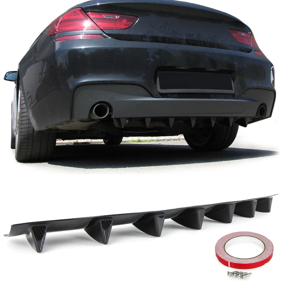 Diffusore posteriore universale per paraurti + 7 alette effetto carbonio