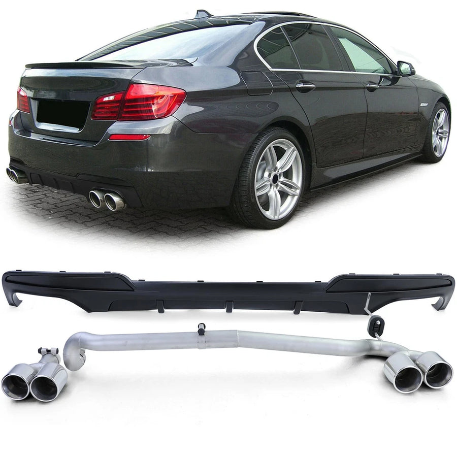 Diffusore posteriore opaco + terminale duplex, per BMW F10 F11 520 525 528 530