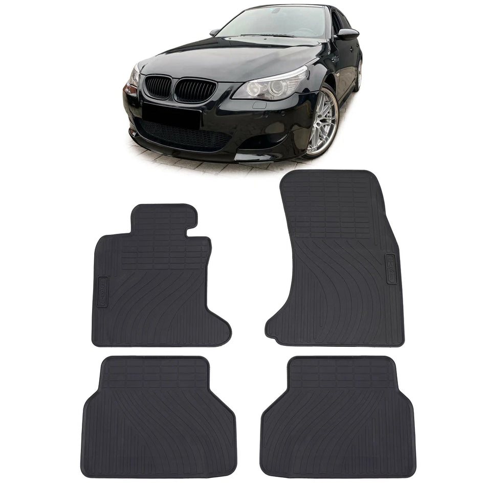 Tappetini auto in gomma neri set premium adatti per BMW Serie 5 E60 E61 03-10