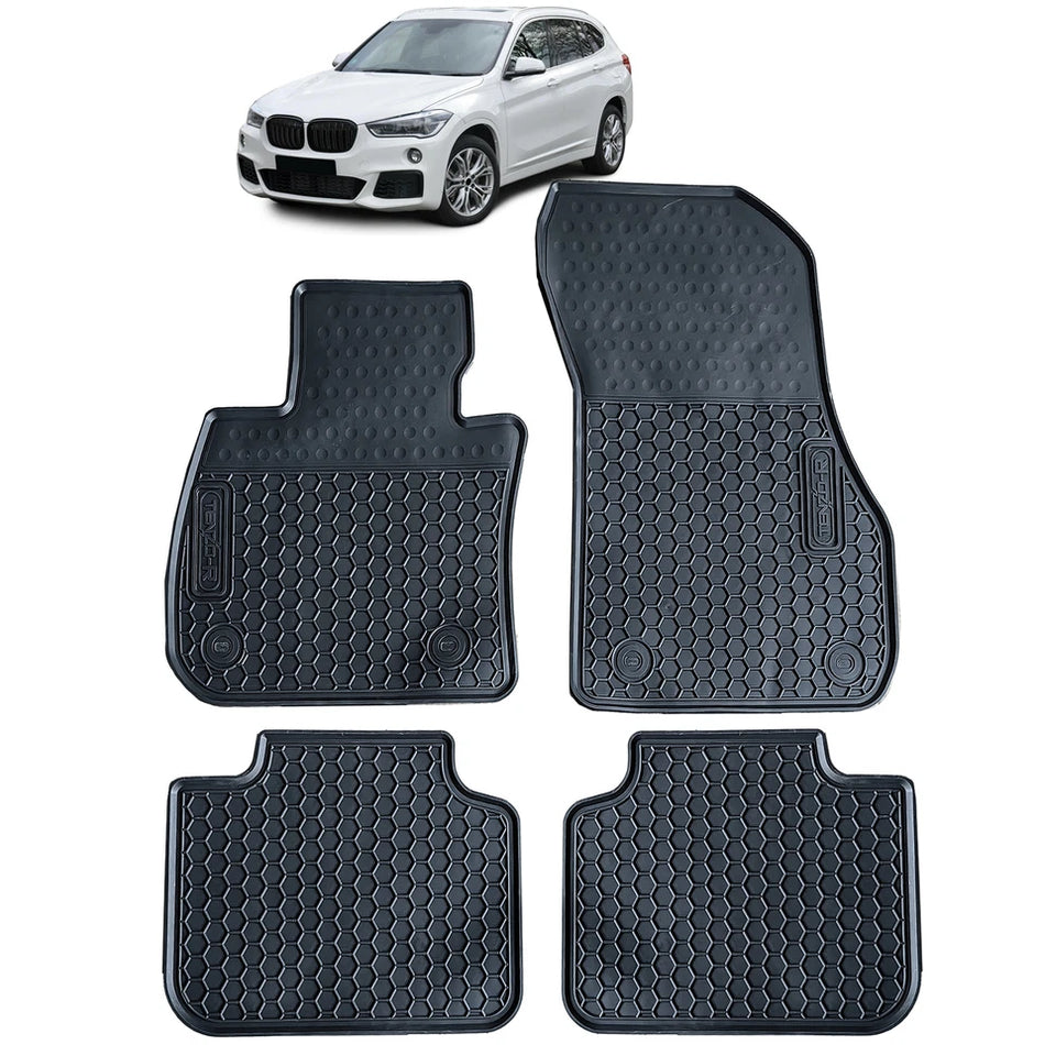 Tappetini auto in gomma neri set premium per BMW X1 F48 15-22