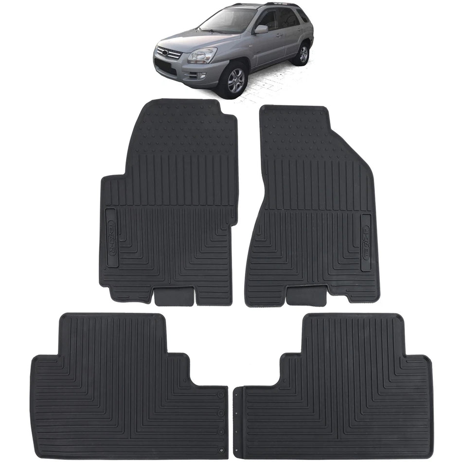 Tappetini auto in gomma neri set premium per Kia Sportage ogni km 04-10