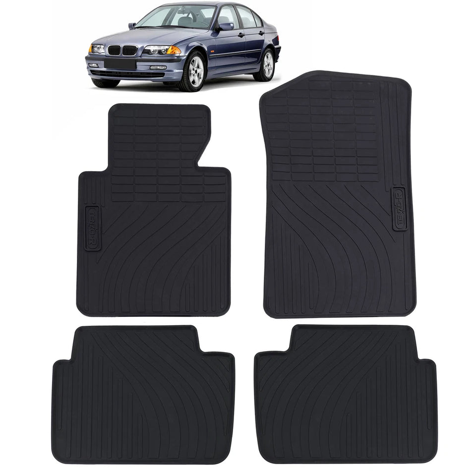 Tappetini auto in gomma neri set premium adatti BMW E46 berlina Touring 98-05