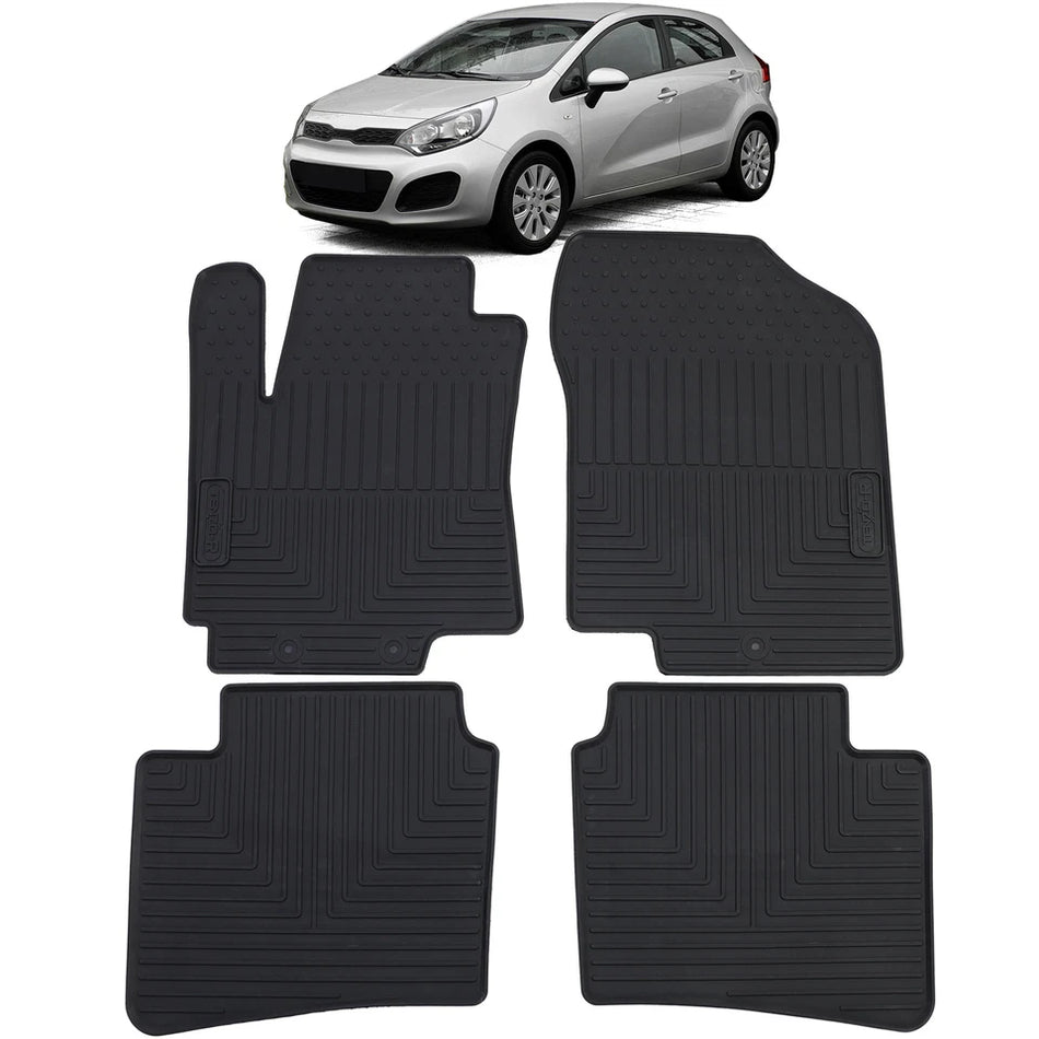 Tappetini auto in gomma neri set premium per Kia Rio UB 11-16