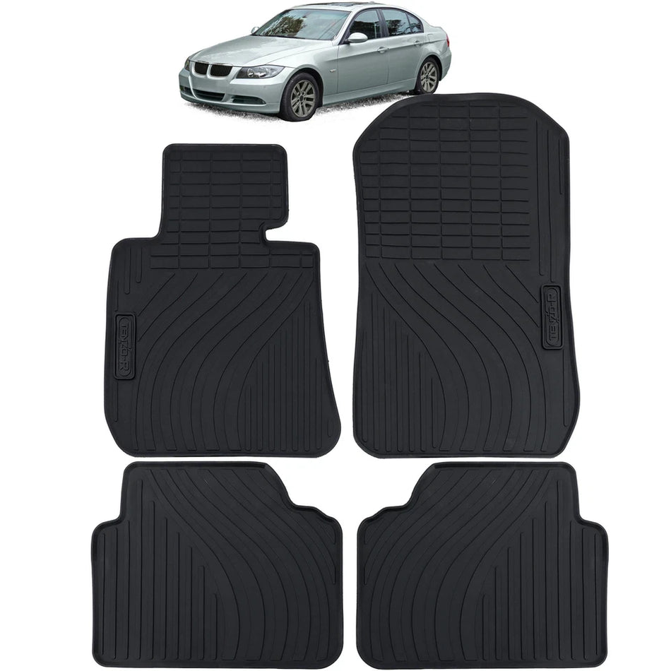 Tappetini auto in gomma neri set premium adatti per BMW E90 E91 berlina touring