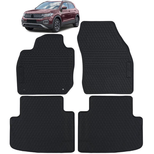 Tappetini auto in gomma neri set premium per VW T-Cross dal 18