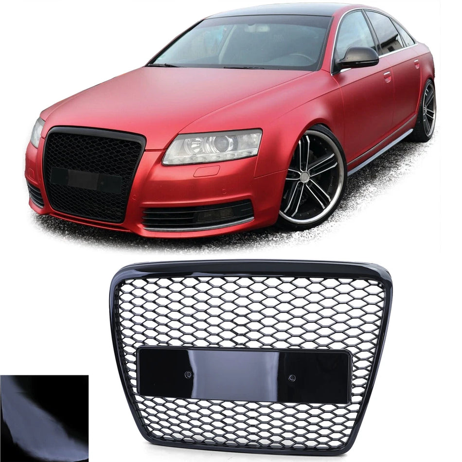 Griglia Sport a nido d'ape senza emblema nera lucida per Audi A6 C6 4F 08-11